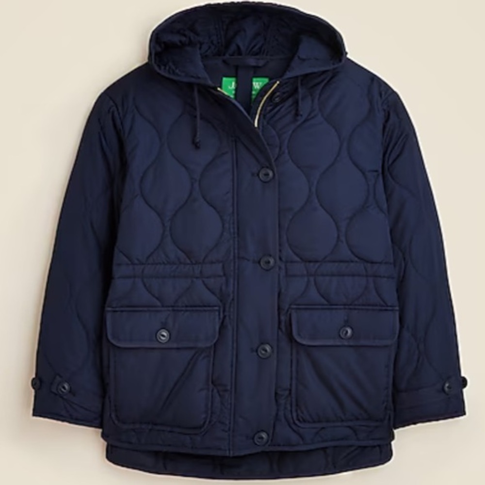 J. Crew Dark Blue Quilted Puffer Jacket